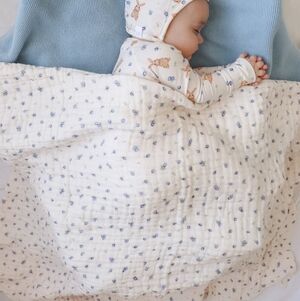 Little Fern Blueberry Muslin Baby Blanket